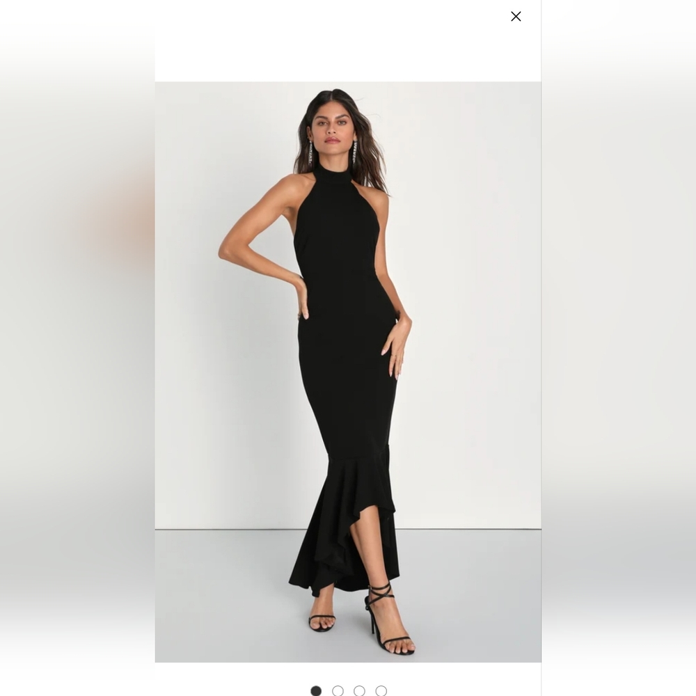 Lulu's Black High-Neck Mermaid Hem Maxi Dress